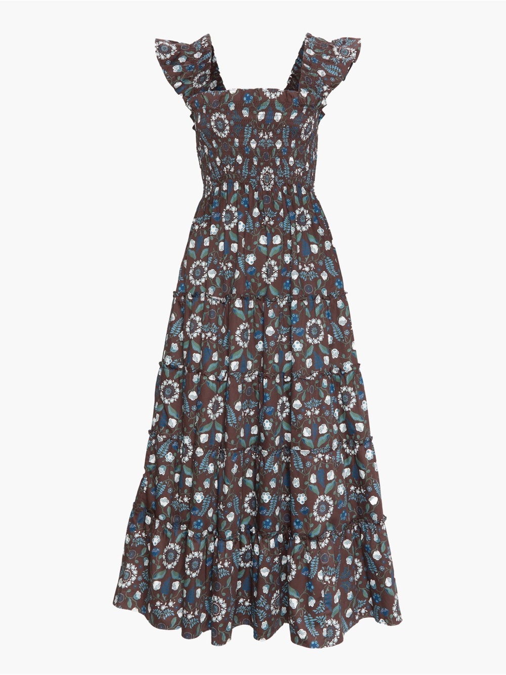 LIMITED EDITION The Ellie Maxi Nap Dress HILL HOUSE CHOCOLATE SWEDISH FLORAL